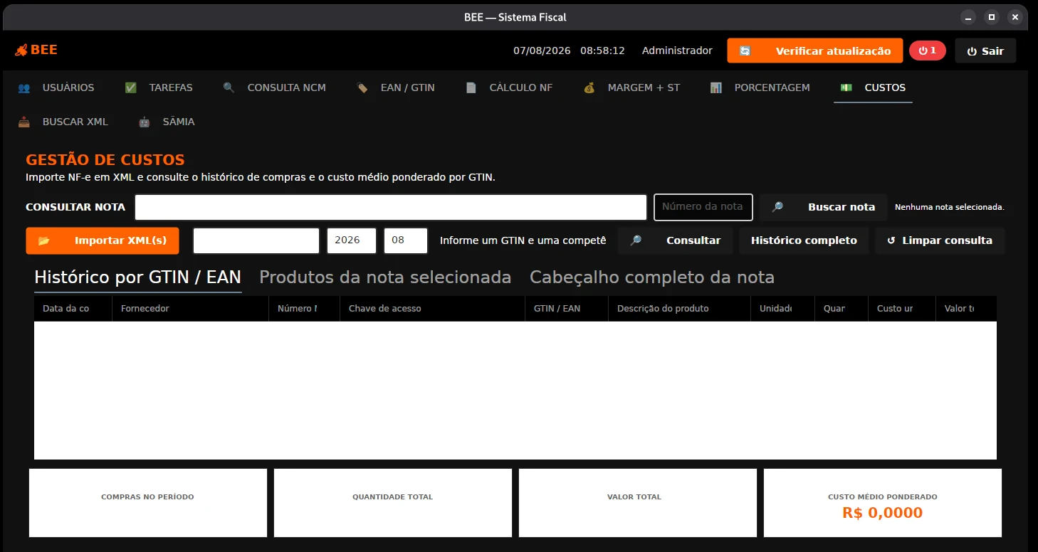 Captura real da interface do BEE